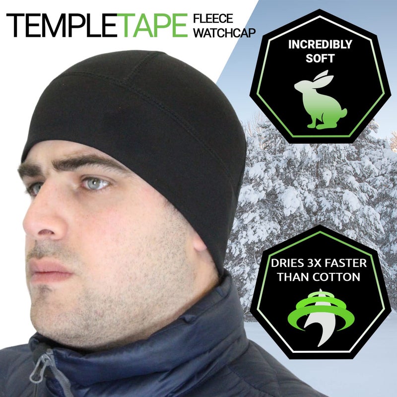 Temple Tape Tactical Fleece Watch Cap Beanie â€“ Skull Cap Fleece Hat - Black - XL (for Larger Heads) - Image 4